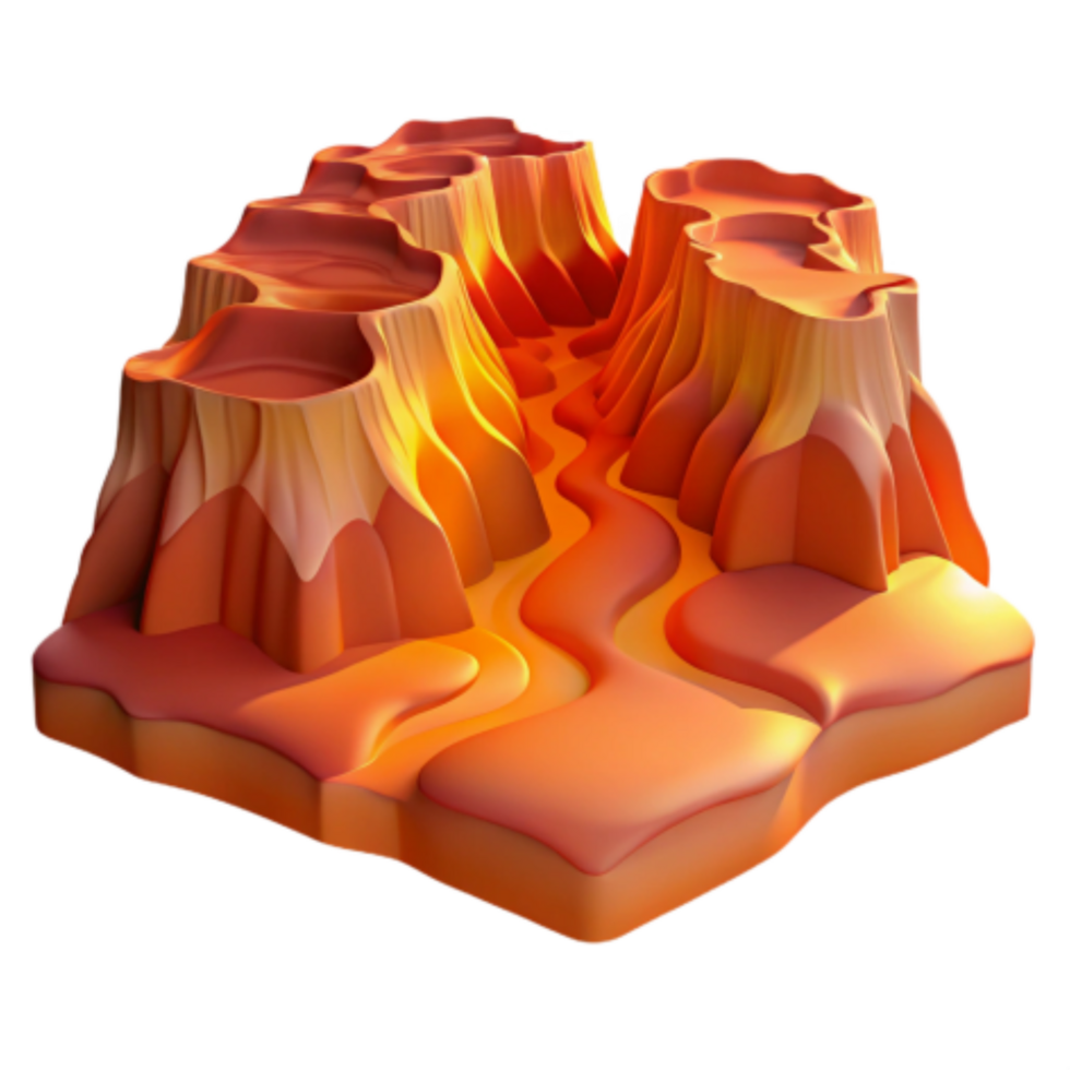 impressive rustic 3D Stylized Canyon Landscape Orange Desert Cliffs River high resolution png