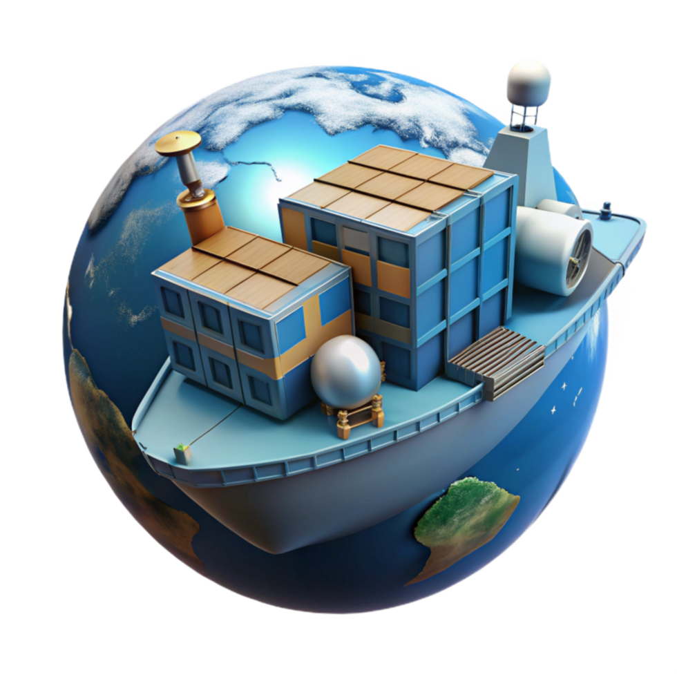 wonderful rustic Global Cargo Shipping Container Transport on a World Scale high resolution png