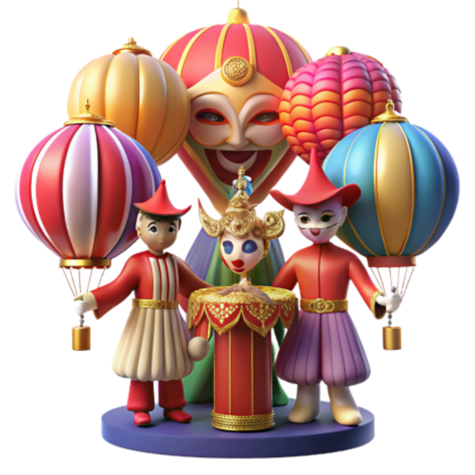 dramatic contemporary Whimsical Fairytale Hot Air Balloons Figures original png