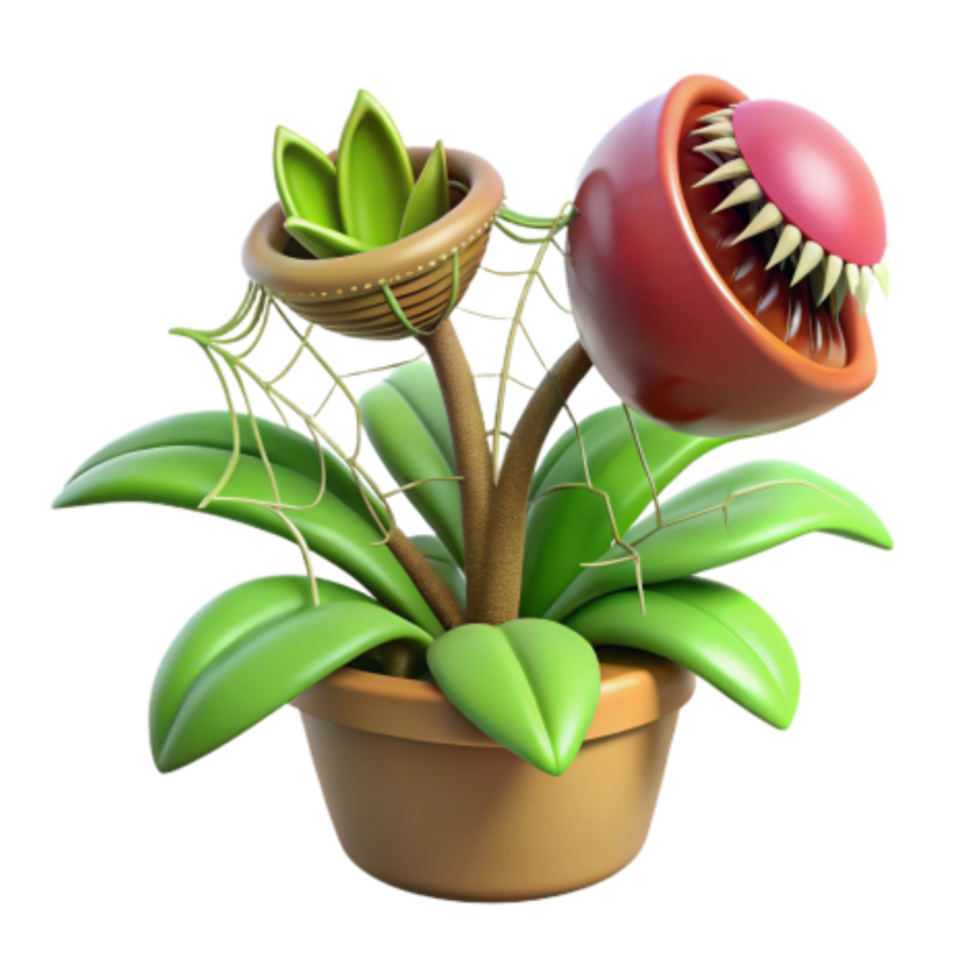 stunning classic 3D Cartoon Carnivorous Plant in Pot authentic png