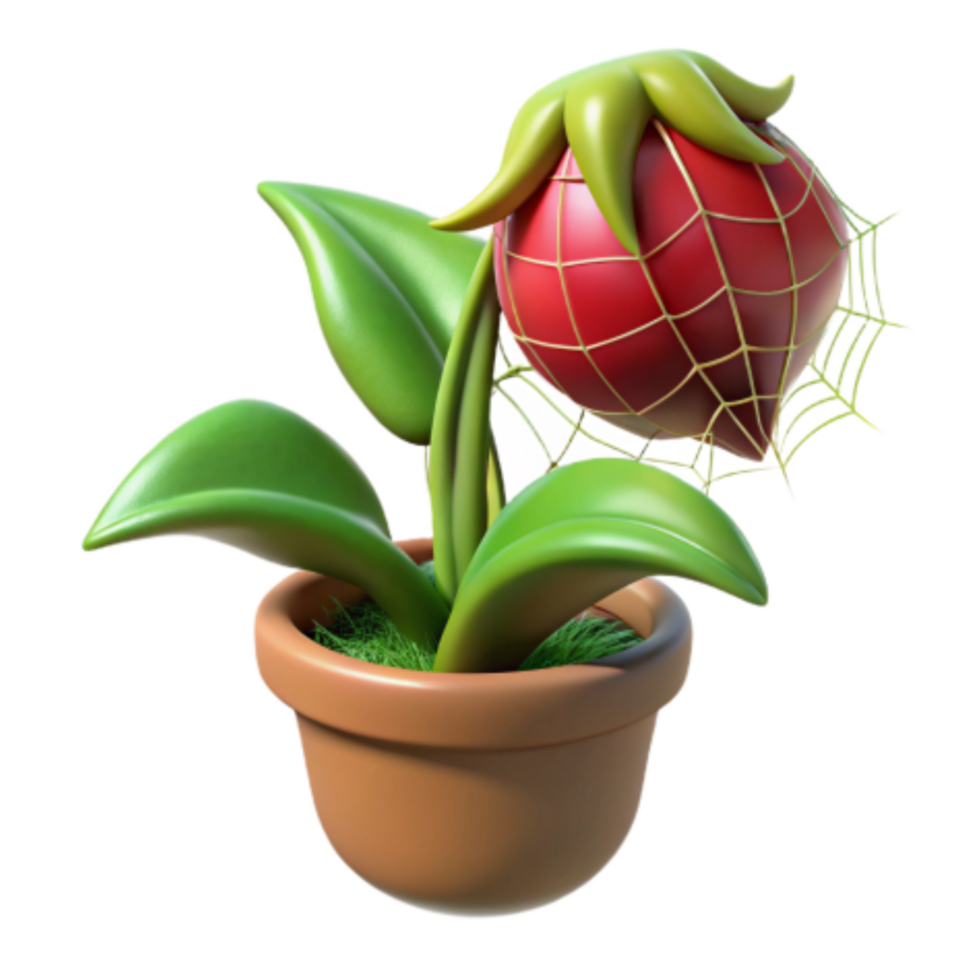 extraordinary modern Cartoon Strawberry Plant with Spiderweb original png