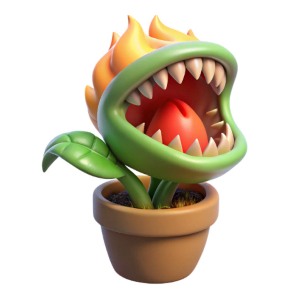 impressive contemporary Fiery Carnivorous Plant in Pot 3D Render professional png