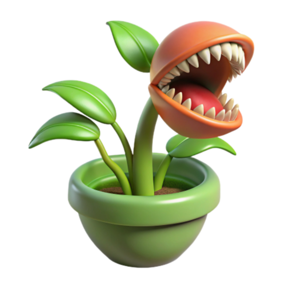 wonderful minimalist 3D Cartoon Carnivorous Plant in Pot exclusive png