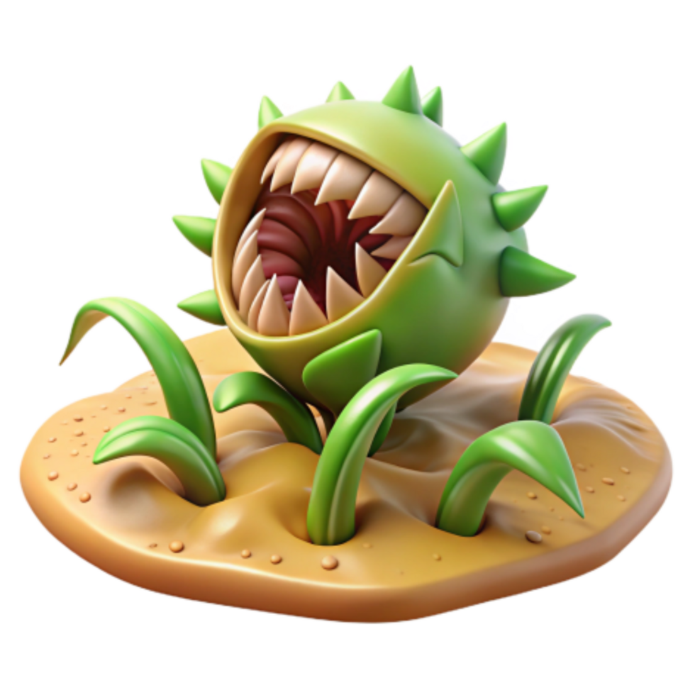 wonderful vintage 3D Model Carnivorous Plant with Sharp Teeth genuine png