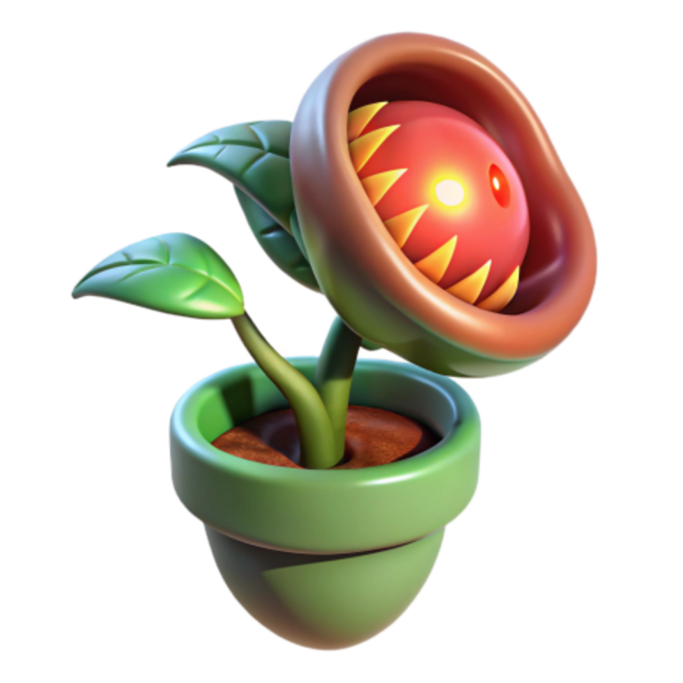 dramatic creative 3D Model Carnivorous Plant in Pot original png