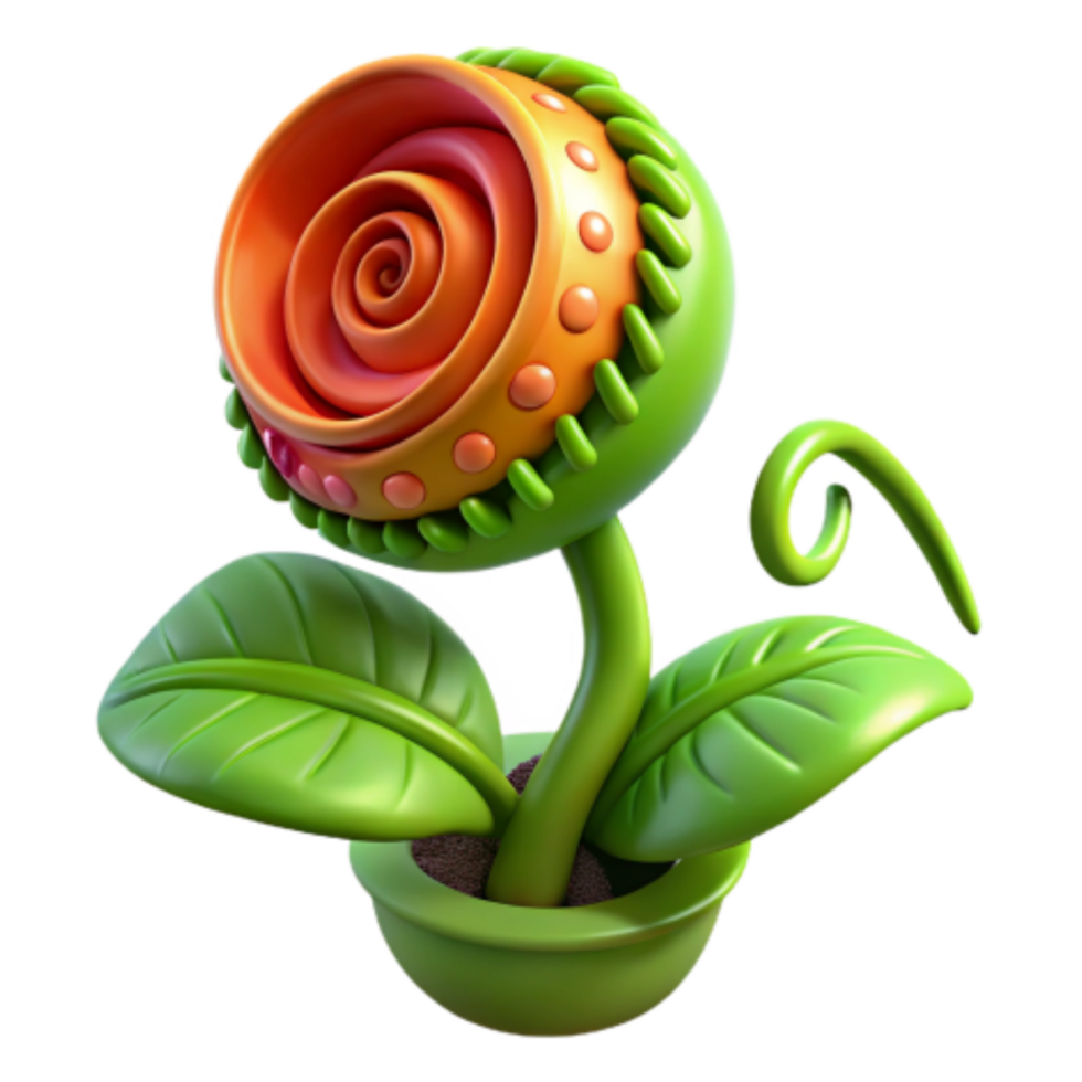 magnificent traditional Whimsical 3D Cartoon Flower in Pot professional png