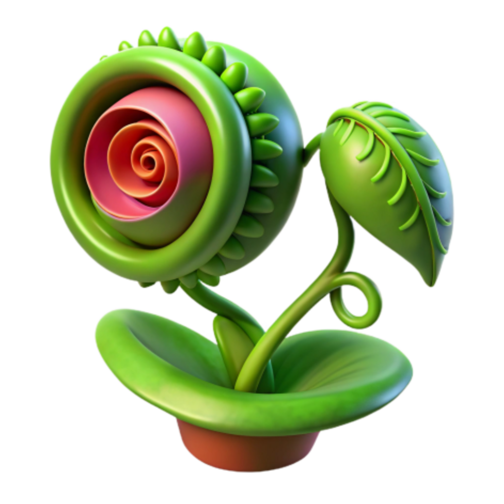 serene contemporary Whimsical 3D Render of a Cartoon Venus Flytrap 4K png