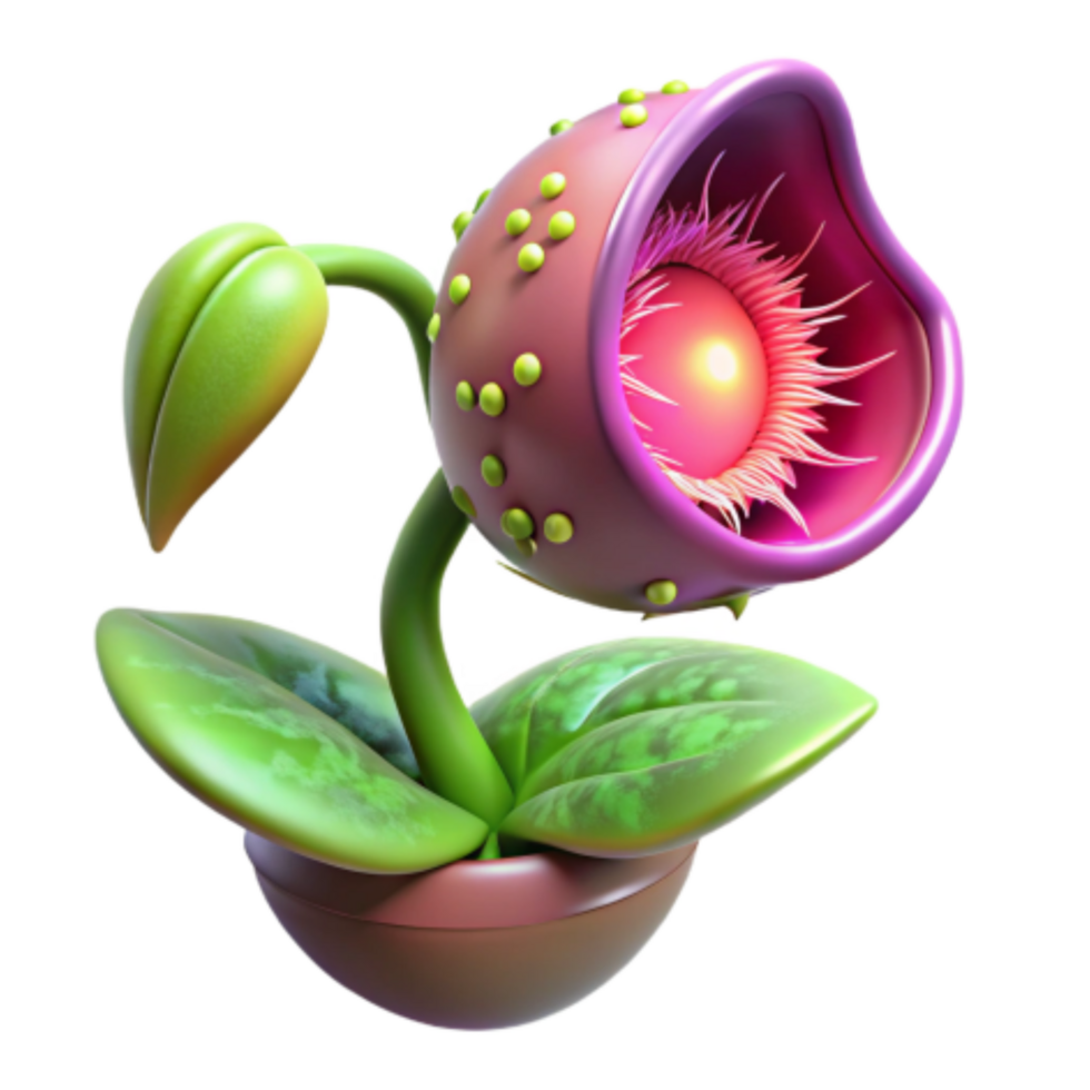 serene creative Glowing Carnivorous Plant 3D Render authentic png
