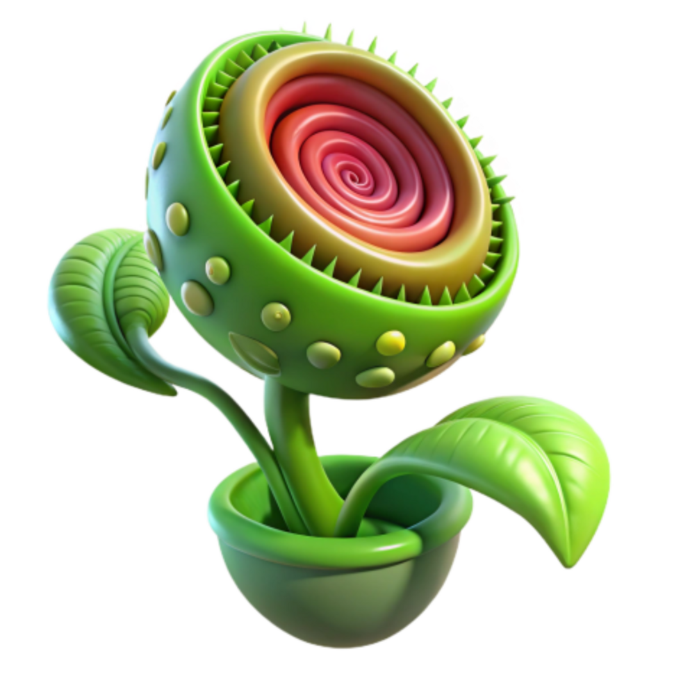vibrant minimalist Vibrant Carnivorous Plant 3D Render professional png
