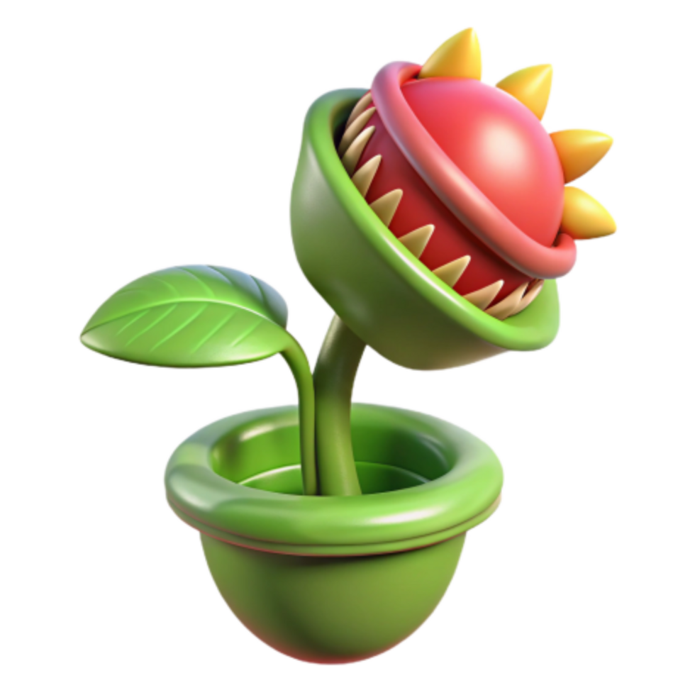 elegant rustic 3D Cartoon Venus Flytrap Plant in Pot exclusive png