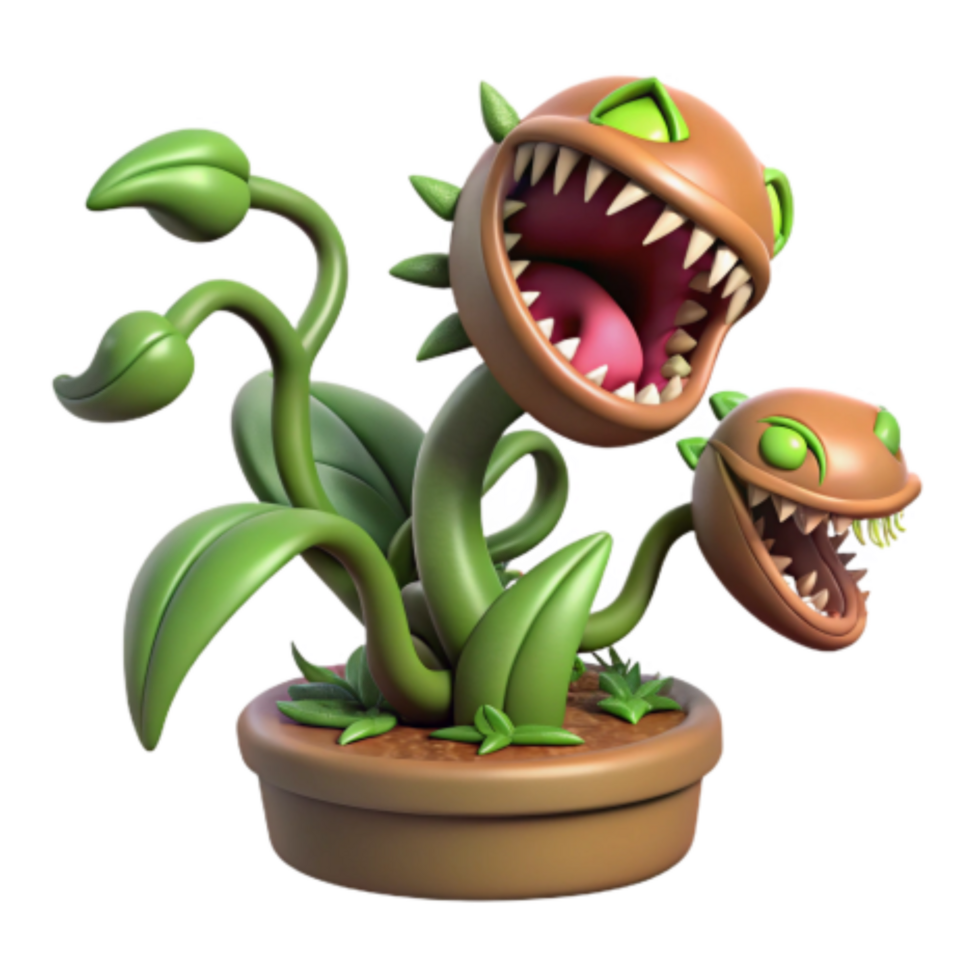 magnificent minimalist Double-Headed Carnivorous Plant Figurine professional png