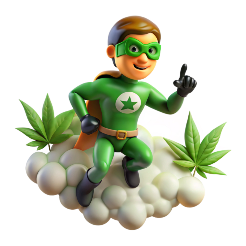 elegant minimalist Superhero on Cloud Nine Cannabis Relief authentic png