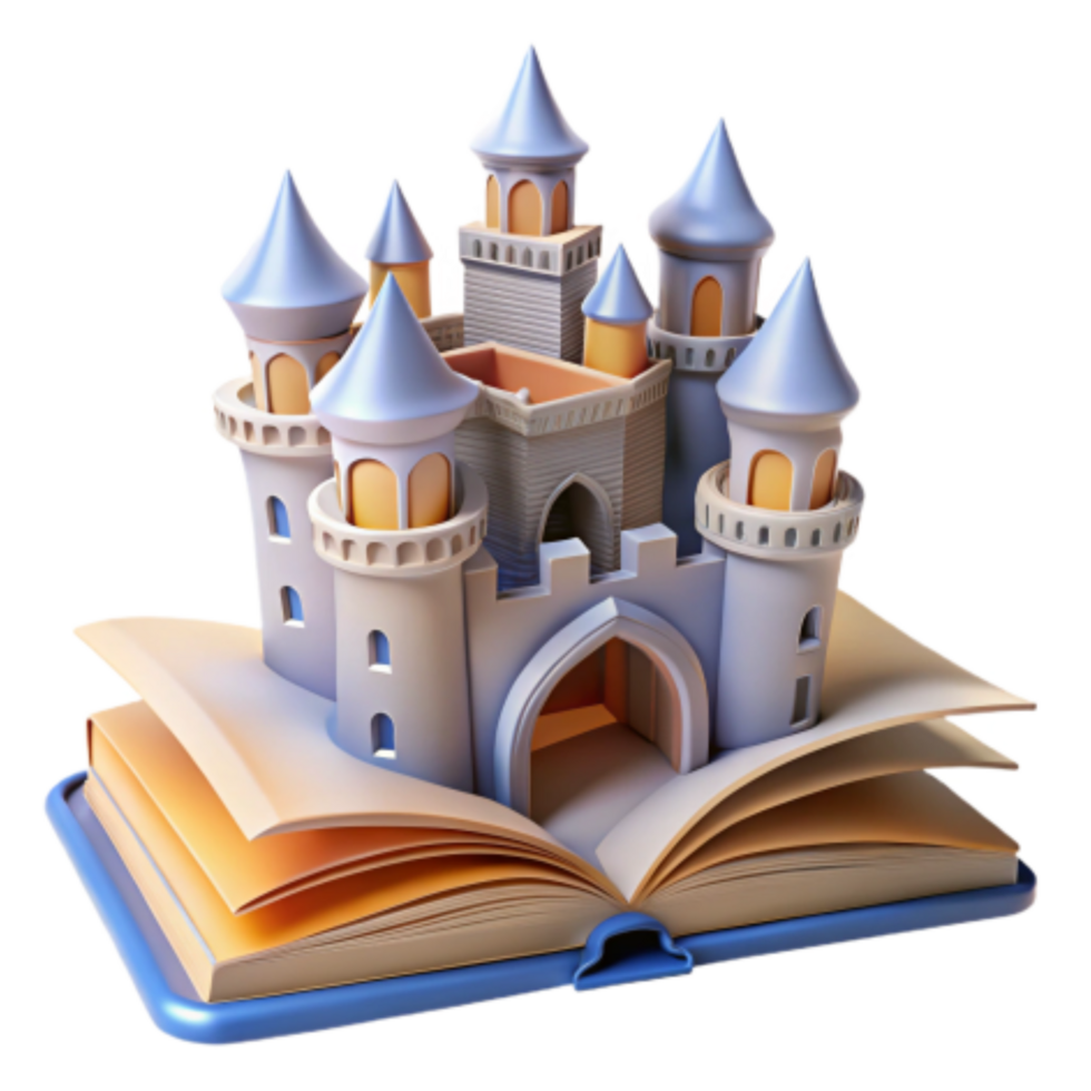 elegant abstract Fairytale Castle Emerging from Book detailed png