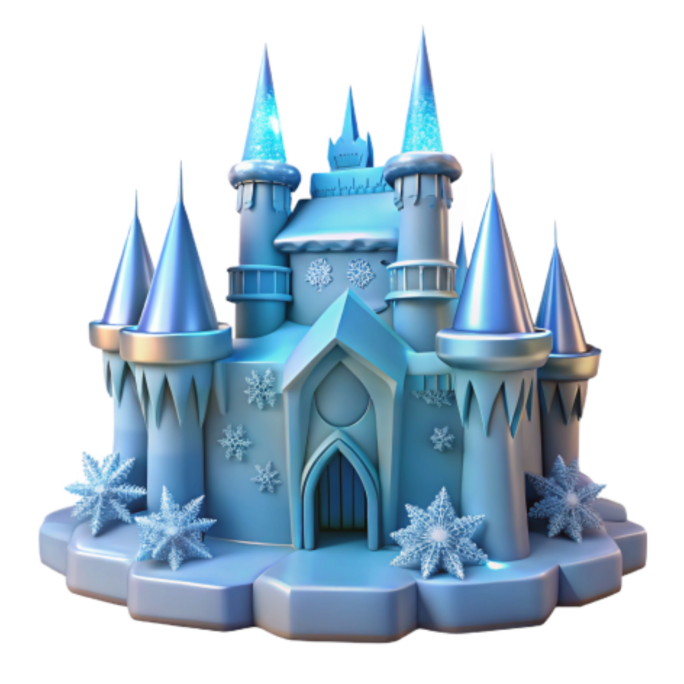 extraordinary classic Enchanted Ice Castle Winter Wonderland Scene 4K png