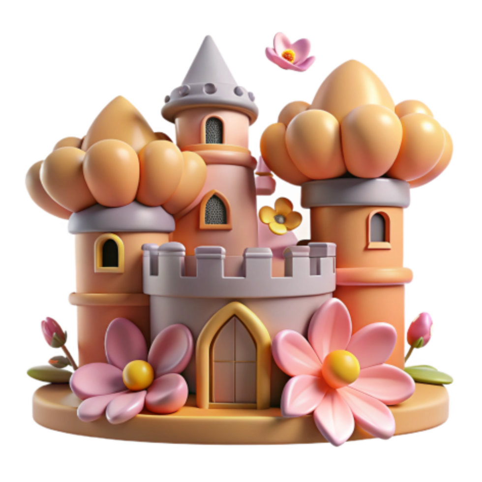 magnificent rustic Enchanted 3D Castle Fantasy Architecture, Cute Design genuine png