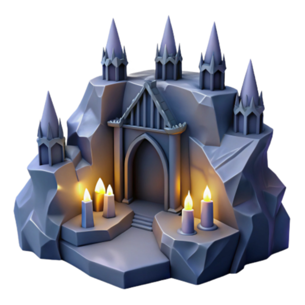 vibrant artistic Mysterious Mountaintop Sanctuary A 3D Render of a Fantasy Castle authentic png