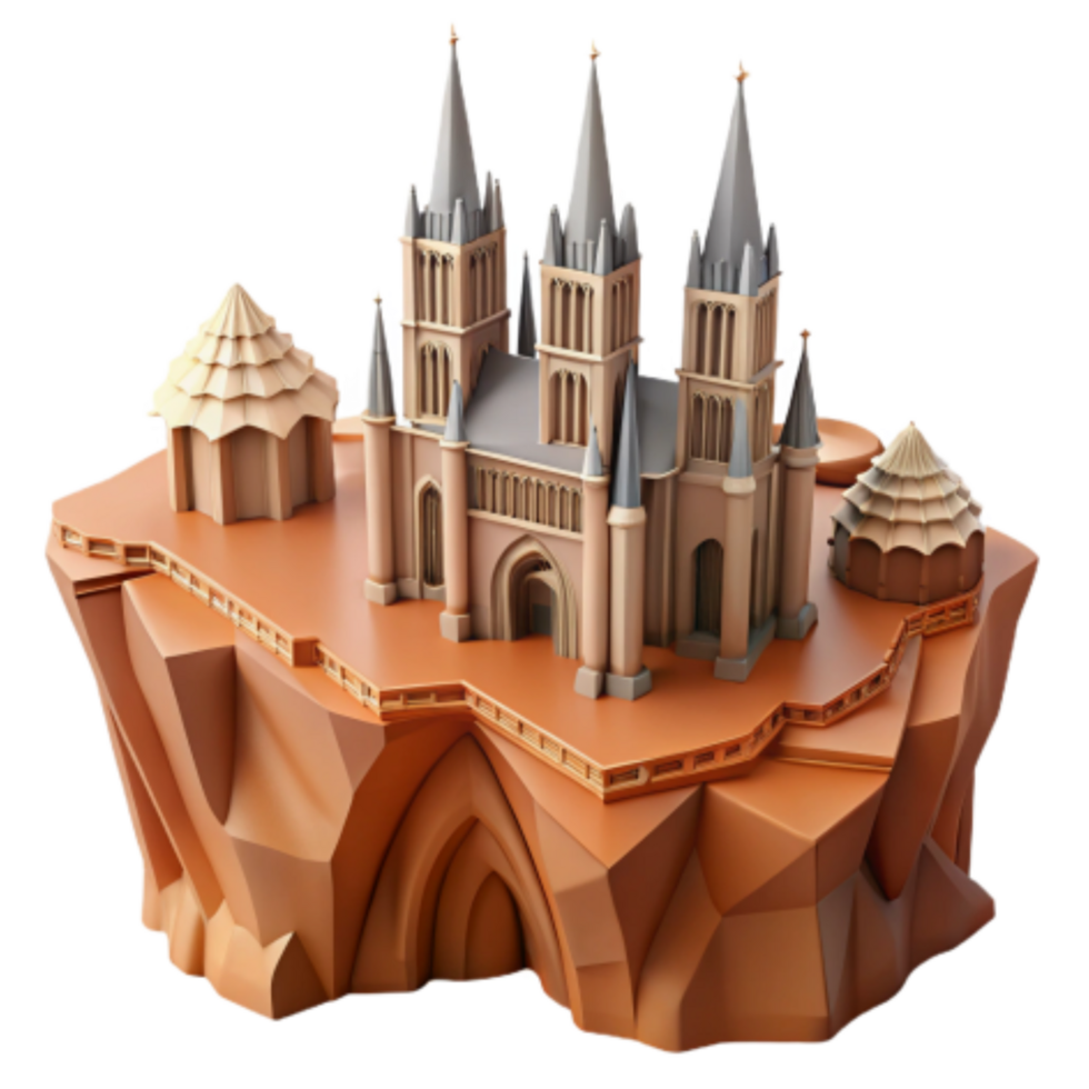 magnificent modern Cathedral on a Clifftop Fantasy Architecture 4K png