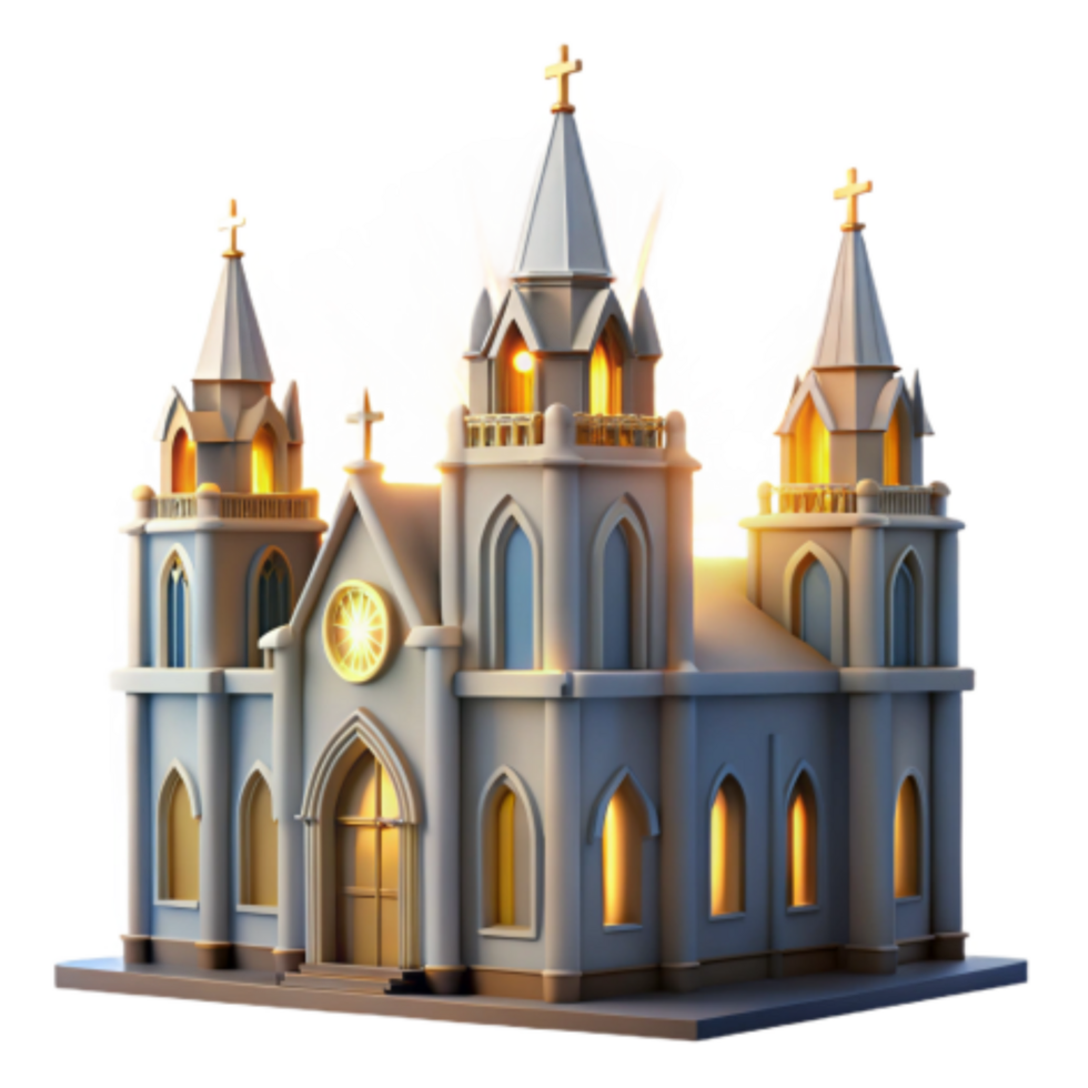 stunning creative Illuminated Church Model A 3D Architectural Render authentic png