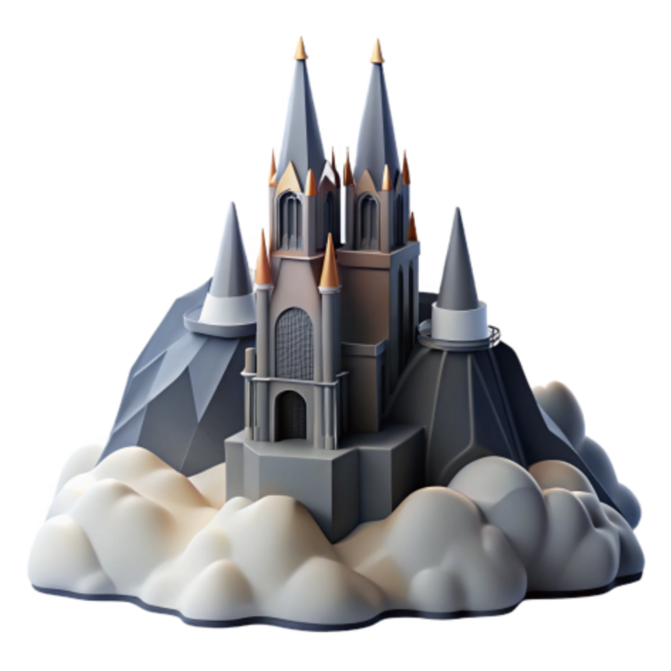 extraordinary traditional Fairytale Castle on Clouds 3D Render authentic png