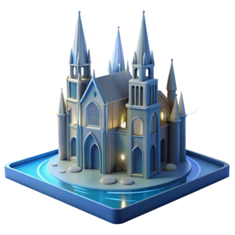 impressive contemporary Gothic Cathedral 3D Model Architecture, Spire, Fantasy, Church, Medieval, Building, Stone, Design, Digital original png