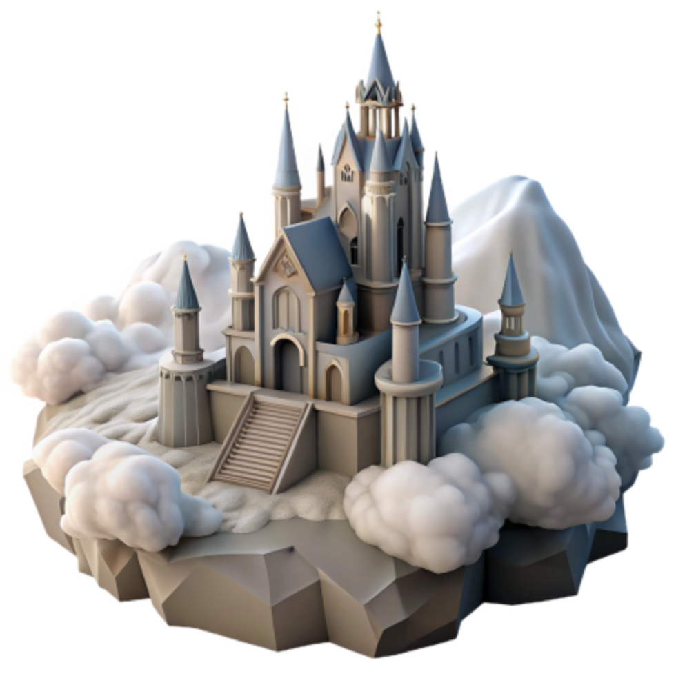 wonderful creative Fairytale Castle on a Cloud Island authentic png