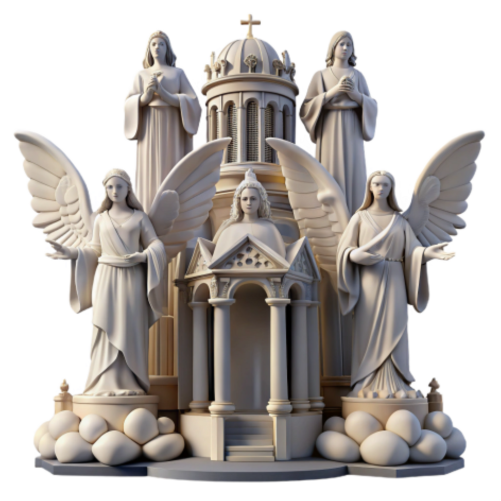 magnificent traditional Angelic Figures Heavenly Architecture A Sacred 3D Model genuine png