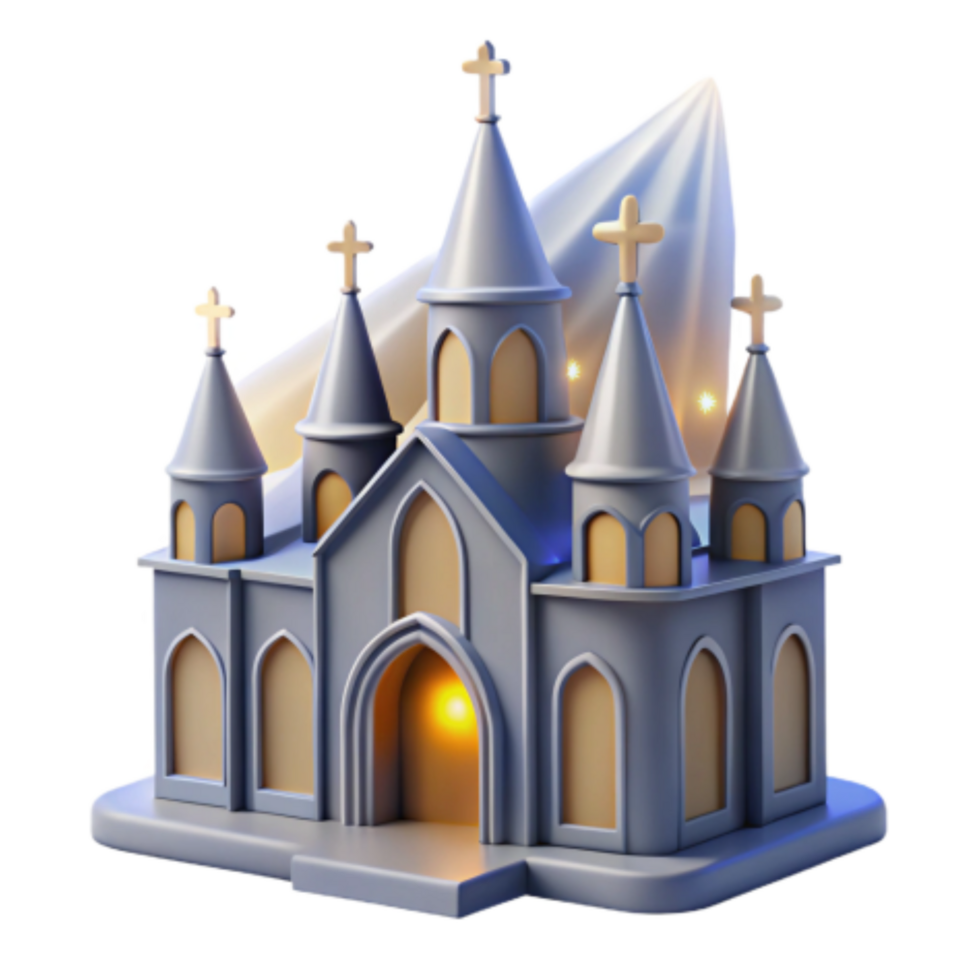 magnificent vintage 3D Model of a Cathedral Architecture, Design, and Render authentic png