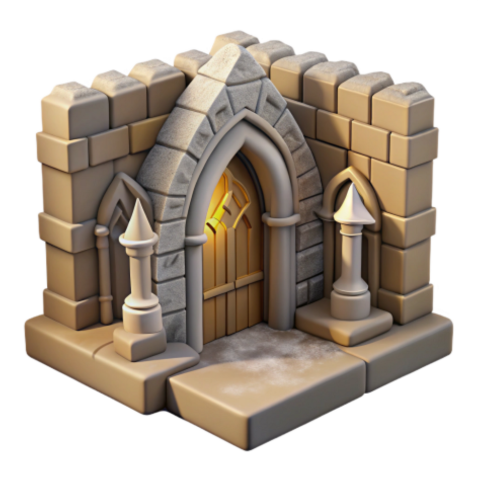 stunning artistic Medieval Stone Archway Gateway 3D Model high resolution png