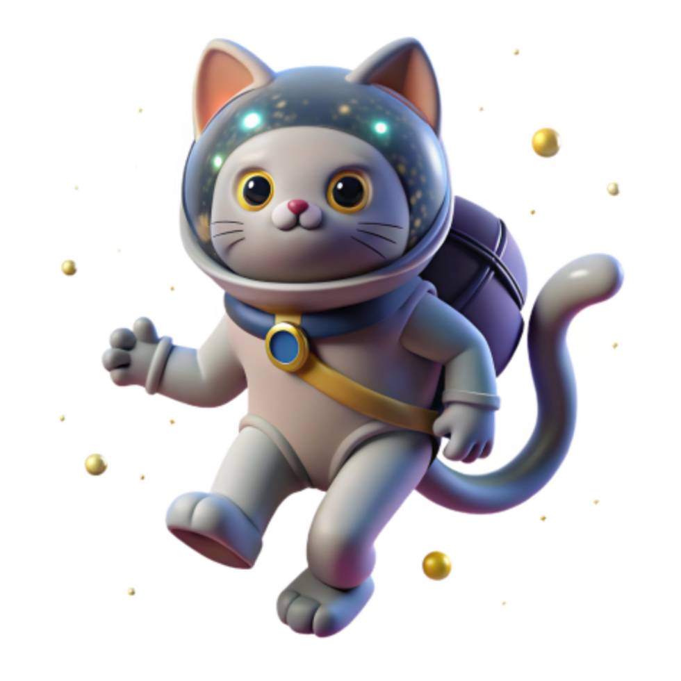 elegant creative Adorable Astronaut Cat in Space authentic png
