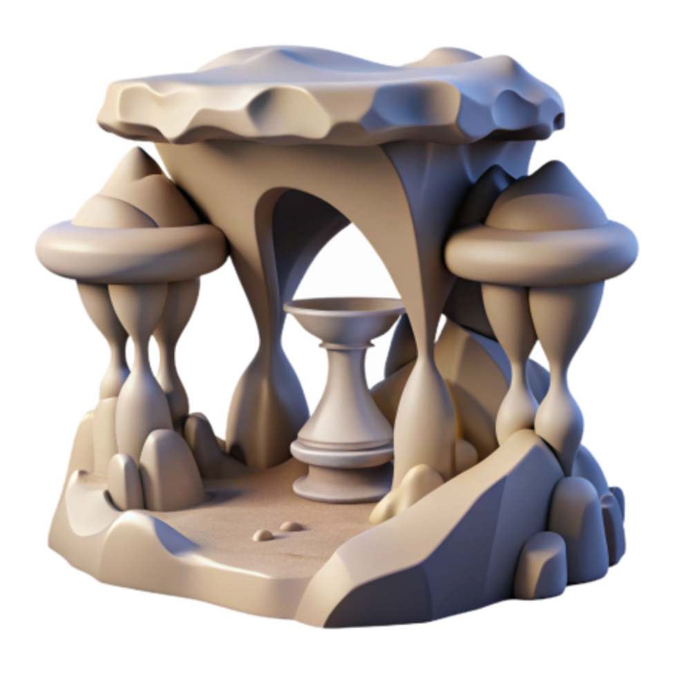 stunning minimalist Abstract Cave Shrine with Hourglass high resolution png