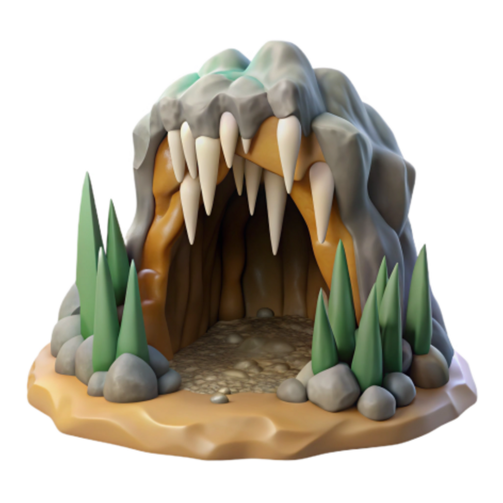 stunning abstract 3D Model Jagged-Tooth Cave Entrance 4K png