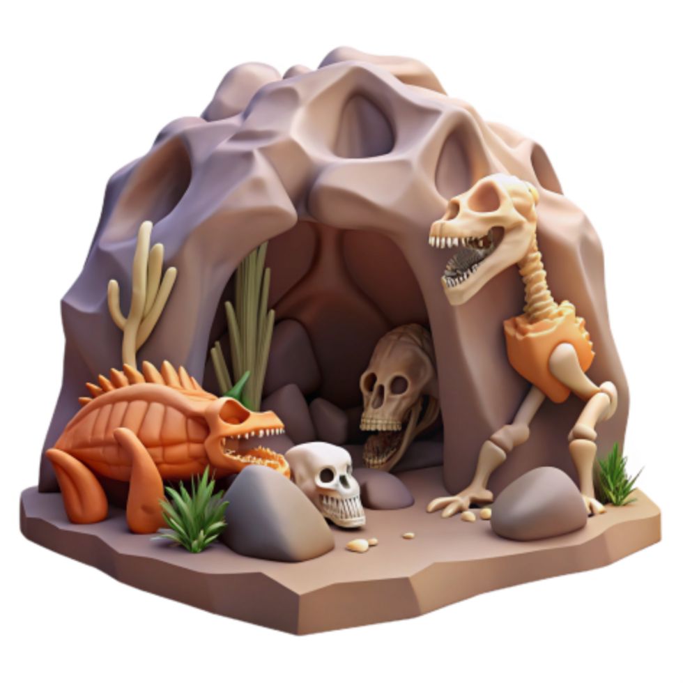 extraordinary minimalist Prehistoric Cave Dinosaur Hominid Fossils 4K png