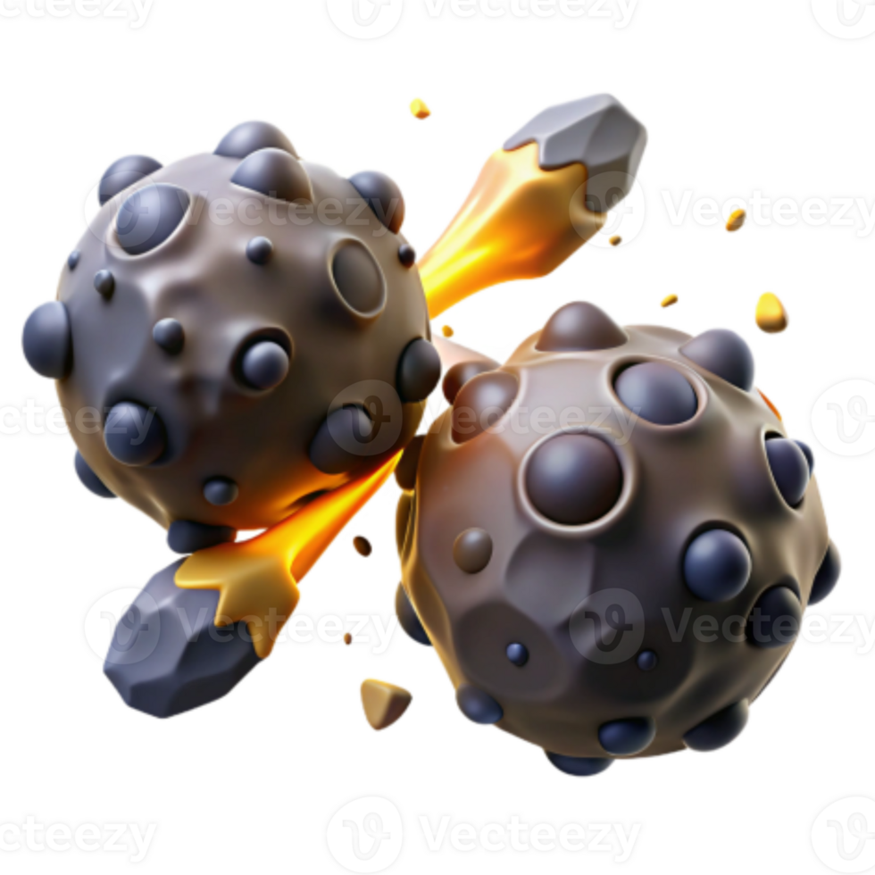wonderful minimalist Molten Rock Collision 3D Render of Asteroid Impact detailed png