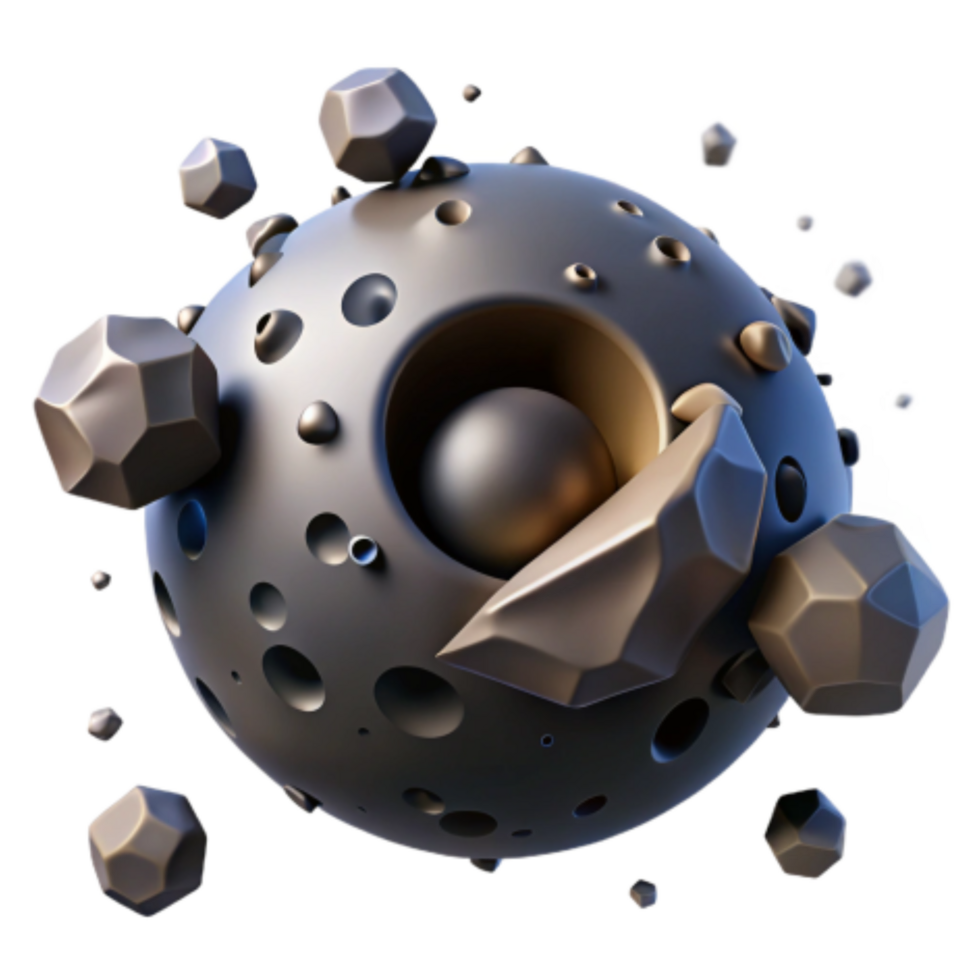 serene creative Abstract Sphere with Geometric Fragments detailed png