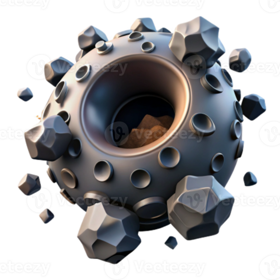 stunning classic 3D Render Asteroid Field with Cratered Sphere high quality png