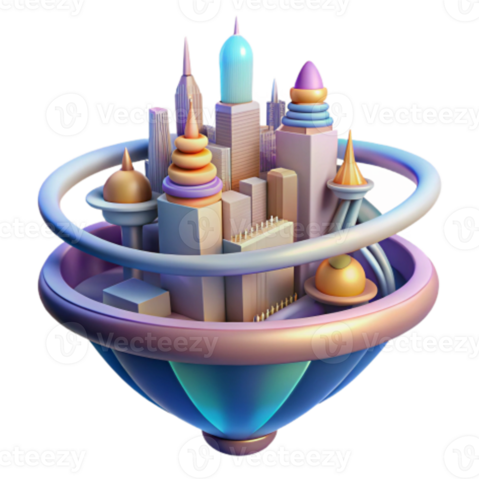 serene rustic Whimsical Cityscape A Floating Metropolis 4K png