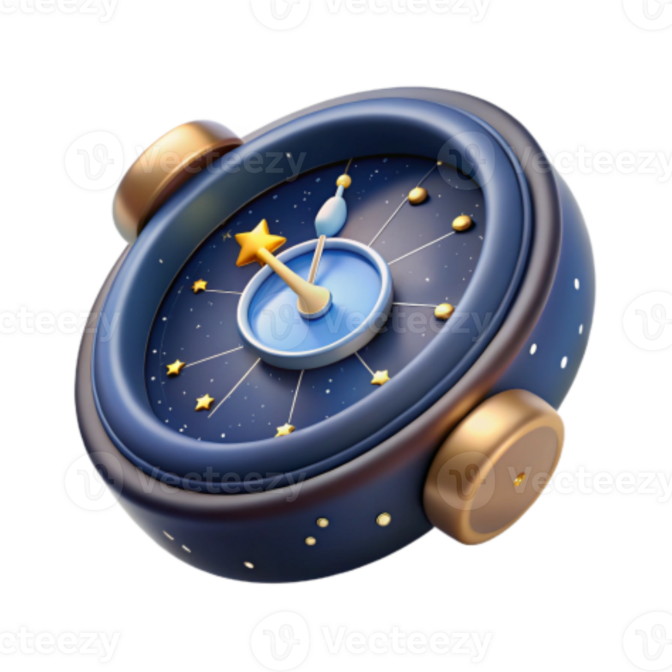 dramatic artistic Celestial Clock 3D Render of Night Sky Timepiece professional png