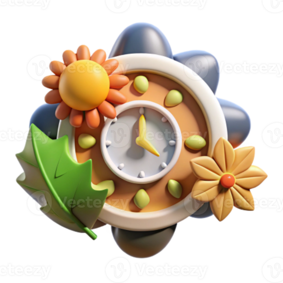 magnificent classic Floral Clock 3D Render of Time and Nature exclusive png