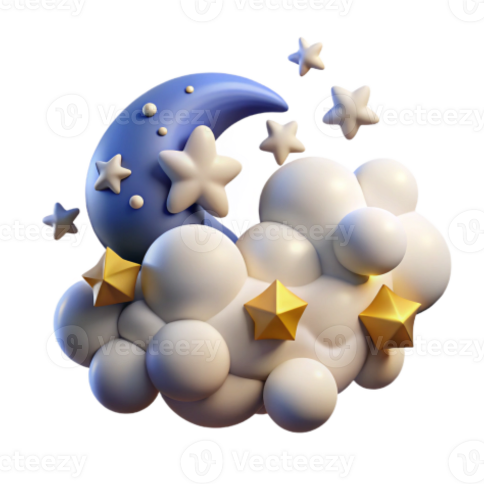 wonderful contemporary Dreamy Moonlit Cloudscape 3D Render of Night Sky high resolution png