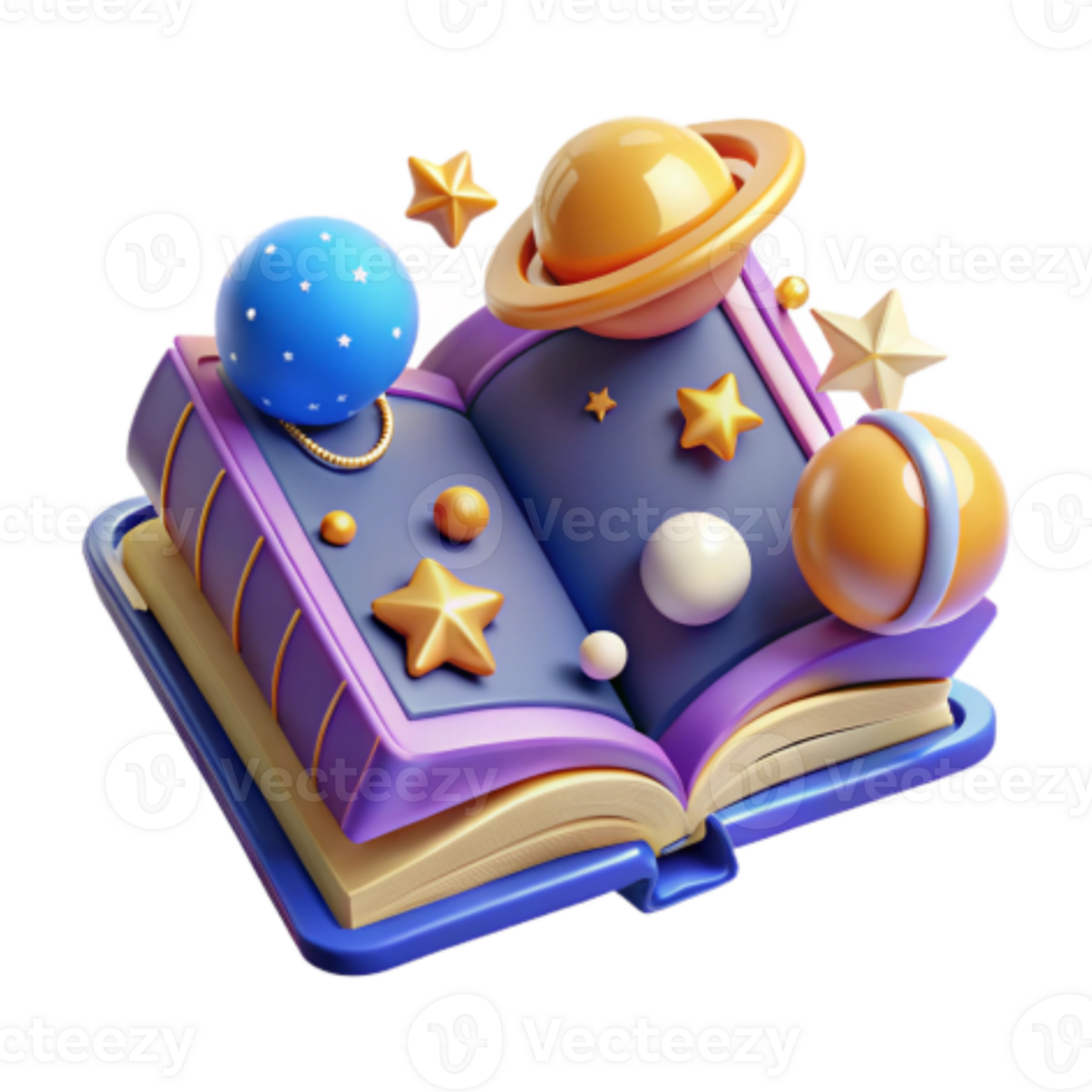 elegant minimalist Cosmic Wonders A 3D Book of Planets and Stars high resolution png