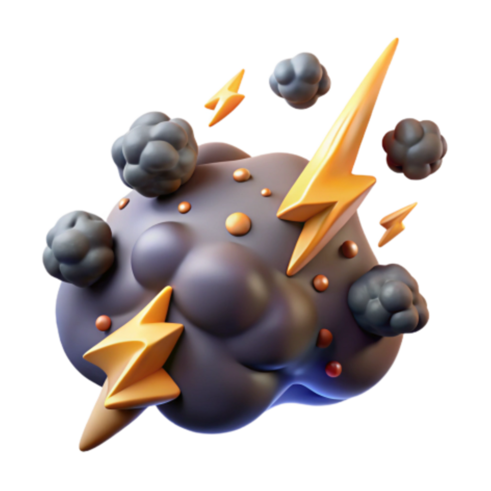 beautiful contemporary 3D Storm Cloud with Lightning Bolts premium png