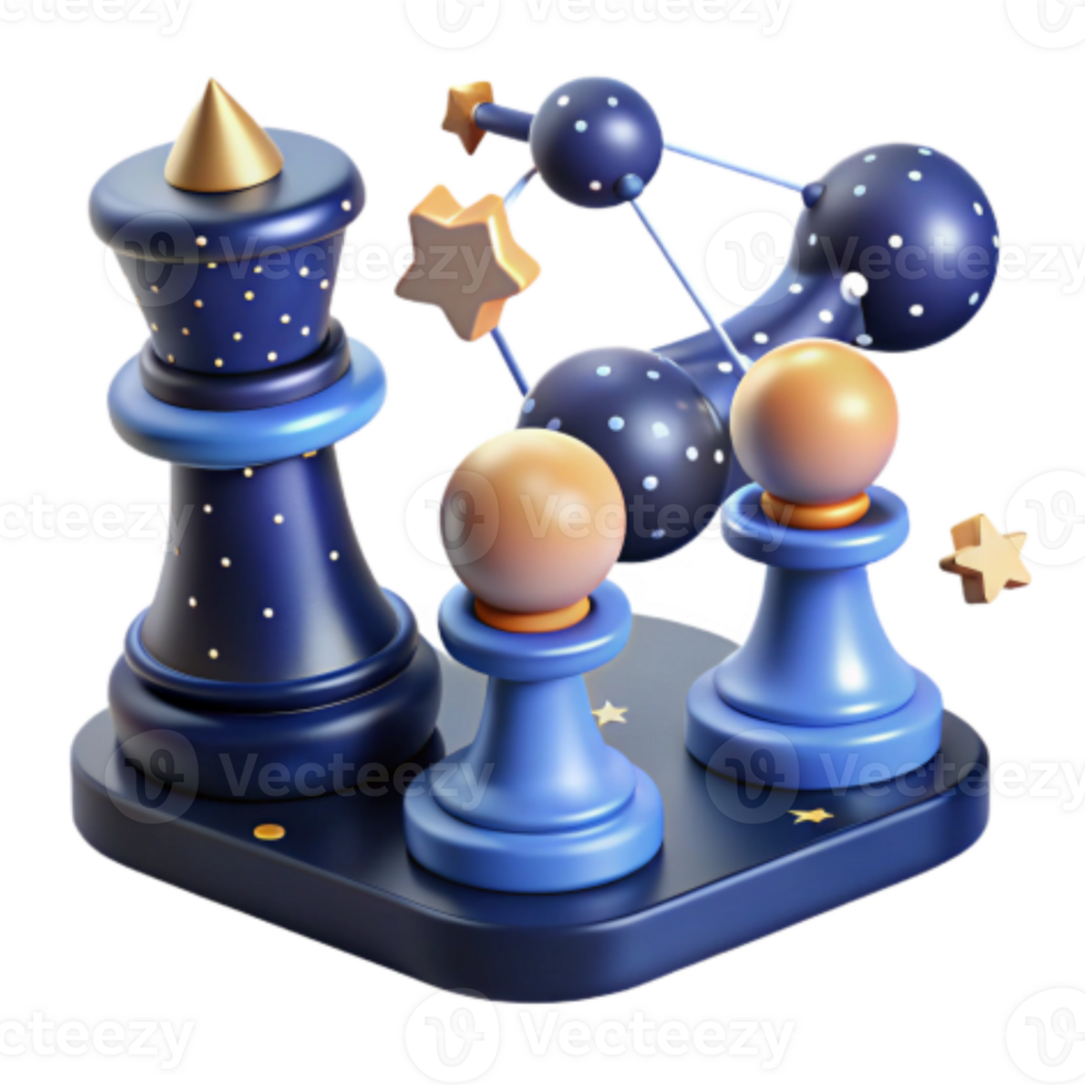 dramatic modern Cosmic Chess Strategy Game with Celestial Design exclusive png