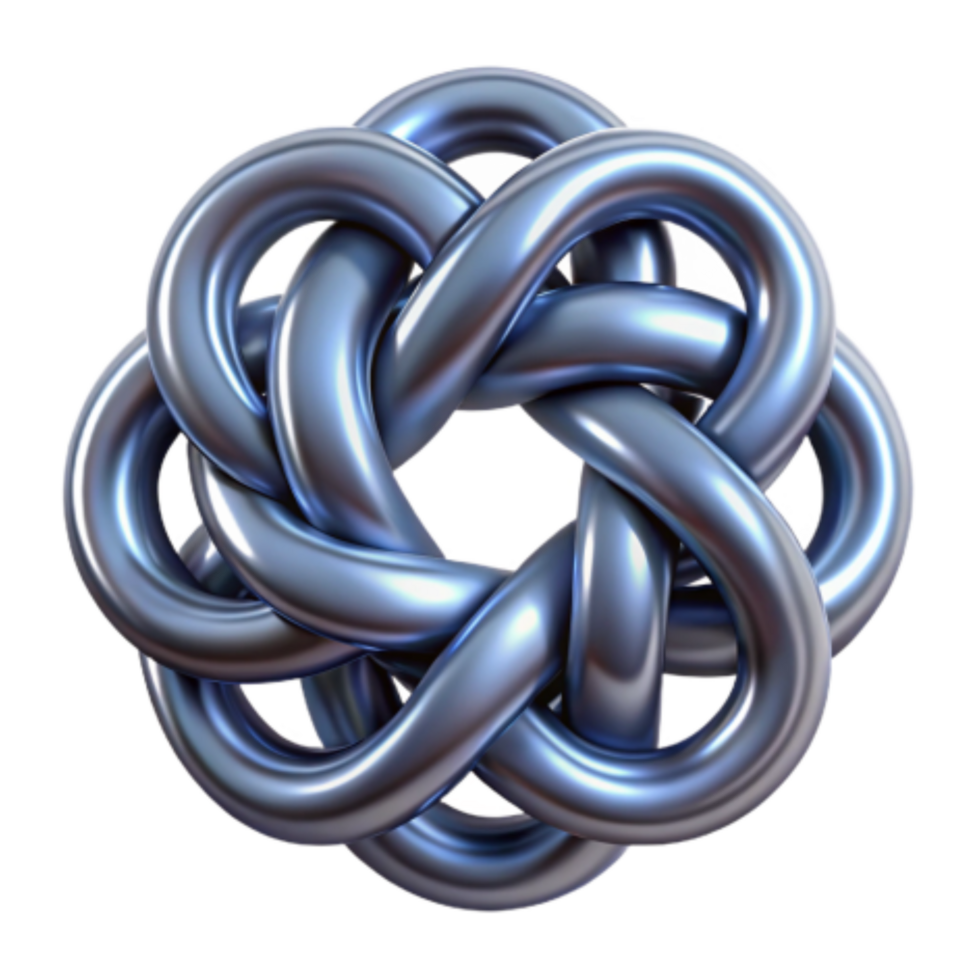 magnificent vintage Abstract Metallic Knot 3D Render of Intertwined Curves original png