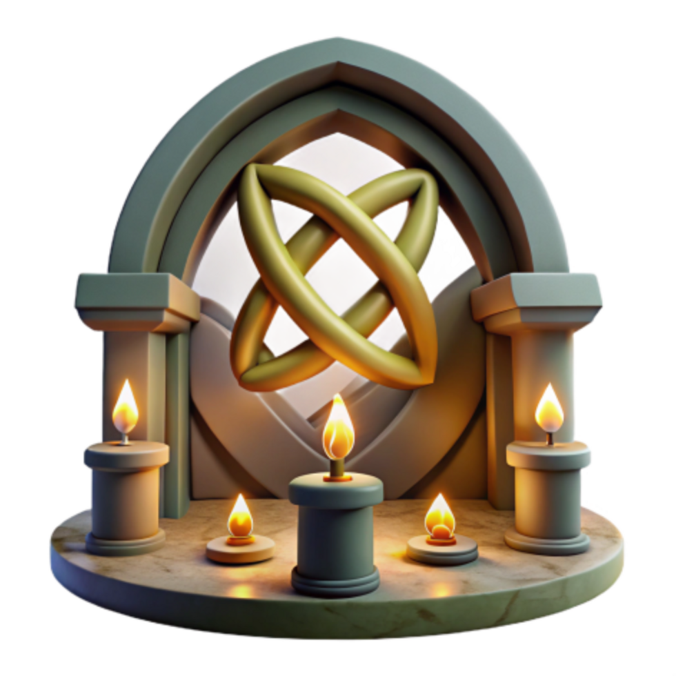stunning minimalist Mystic Knot Shrine Candles, Arch, and Celtic Design high resolution png