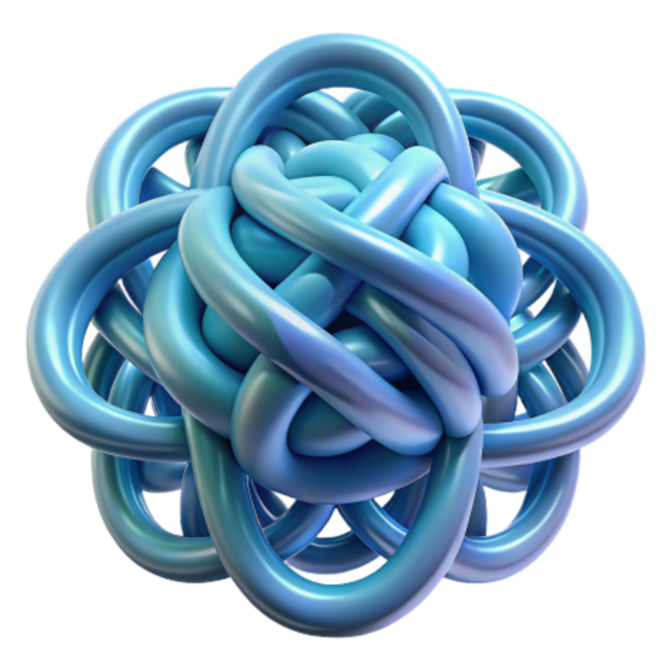 vibrant contemporary Abstract 3D Knot Intertwined Curves and Loops high quality png