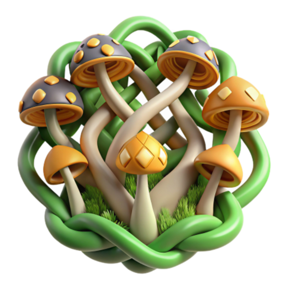 beautiful vintage Intricate Knot of Fantasy Mushrooms high resolution png