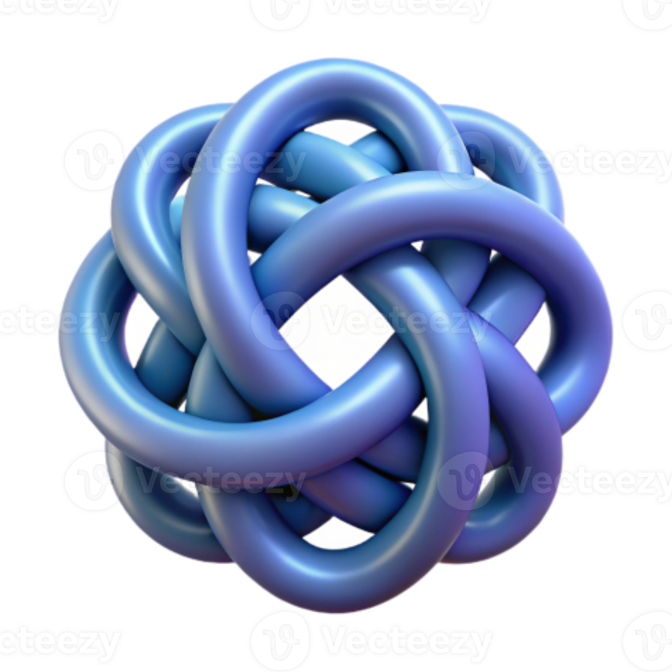 serene traditional Abstract Intertwined Knot Design 3D Render of Complex Geometric Shape high resolution png