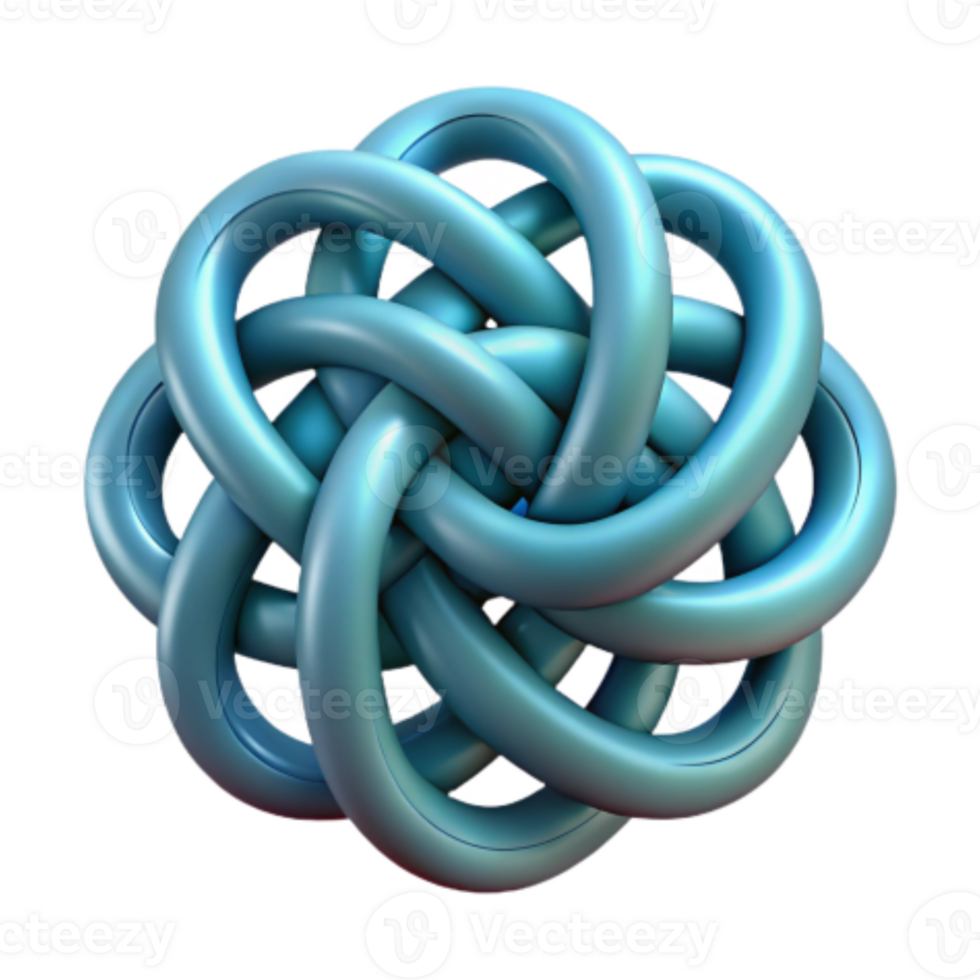 vibrant traditional Abstract Intertwined Knot 3D Model of Complex Geometry high resolution png