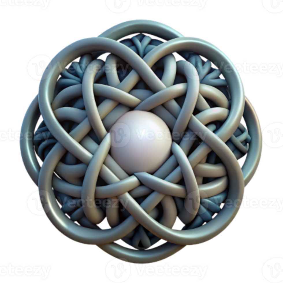 serene abstract Intricate Knot Design 3D Render of Intertwined Loops and Sphere genuine png