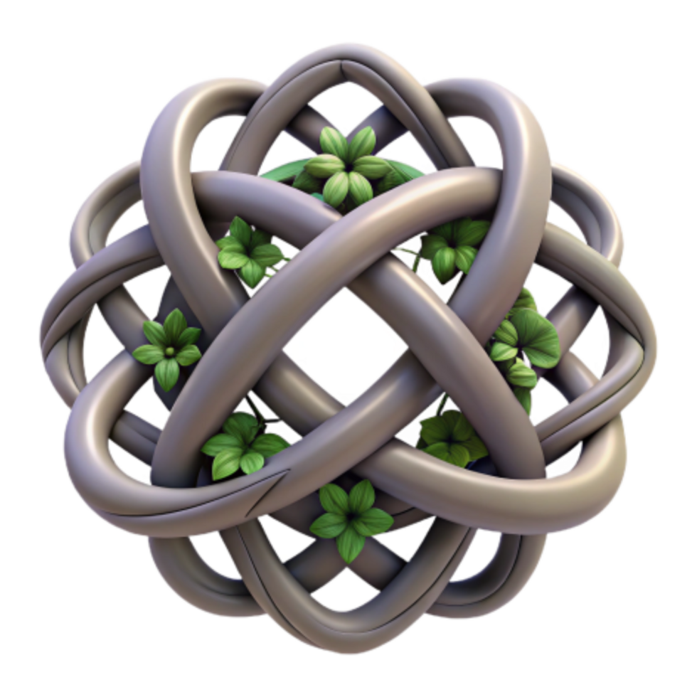 extraordinary rustic Intricate Knot Design with Floral Accents professional png